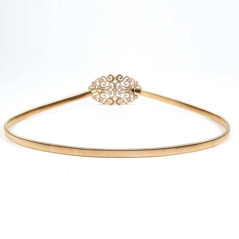 Цветочный Пояс для женщин металлический эластичный пояс с цепочкой модное