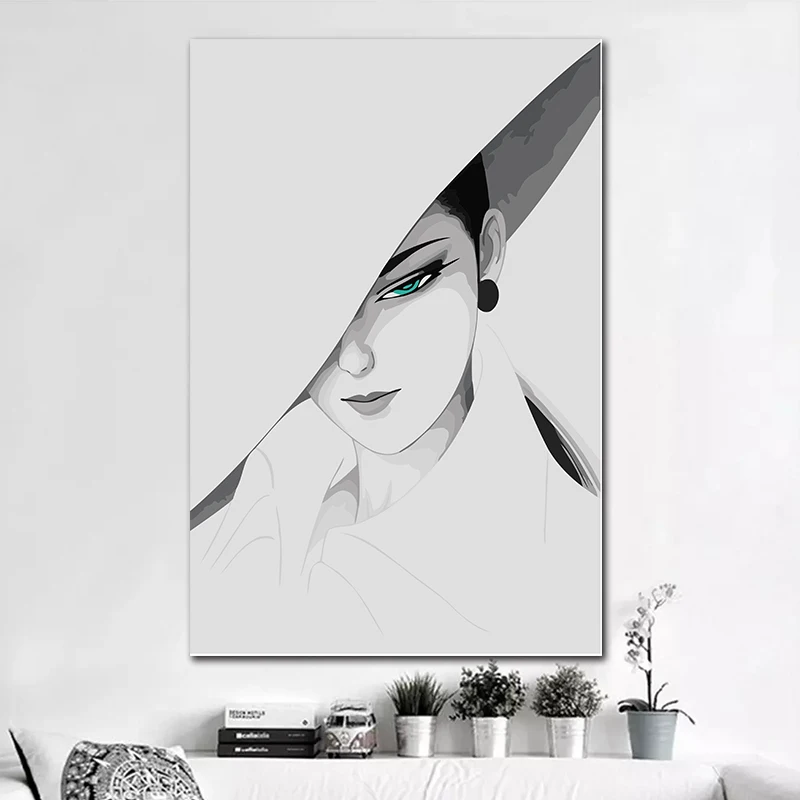 Diy Цифровая живопись классическая красота мода черно белая Гламурная