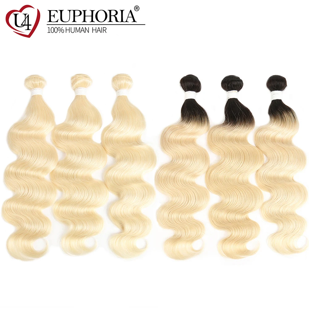 Euphoria 613 пряди, бразильские объемные волнистые Человеческие волосы Remy, пряди 8-26 дюймов, платиновый блонд, 1B 613, Омбре, пучок волос, плетение