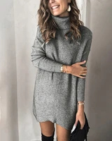 womens autumn and winter 2022 latest fashion casual comfortable loose high neck long sweater solid