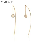Женские серьги-подвески со смайликом MAIKALE, золотистые Длинные вечерние серьги с металлической ручкой и цирконием, подарки для девочек