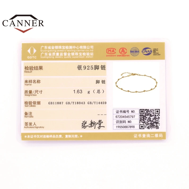 Женские ножные браслеты CANNER из настоящего серебра 925 пробы в простом стиле милые