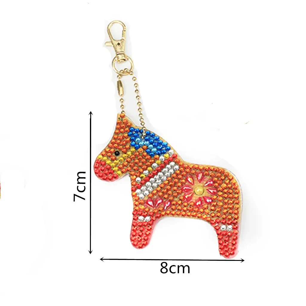 

5Pcs DIY Toy Coloured Horse 5D Diamond Painting KeyRing Key Chain Pendant Gift Toys for Kids 2021 Drop Shipping