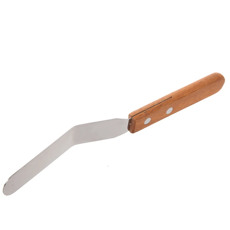 Шпатель с деревянной ручкой для сгибания сливочного масла гладкий плоский