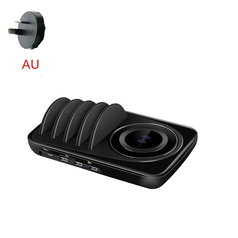 AU Plug desktop HYASIA UFO Qi Беспроводное зарядное устройство для зарядки iPhone samsung huawei xiaomi адаптер зарядка QC3.0 Мобильная зарядная станция для телефона - Цвет: AU Plug desktop
