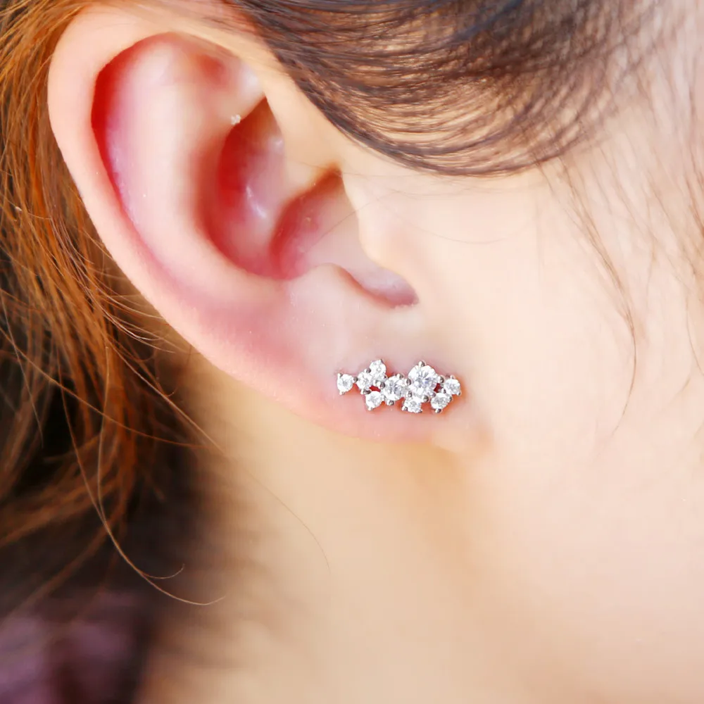 Уха альпинист 925 пробы серебро Минимальный нежный кластера серьги для Для женщин