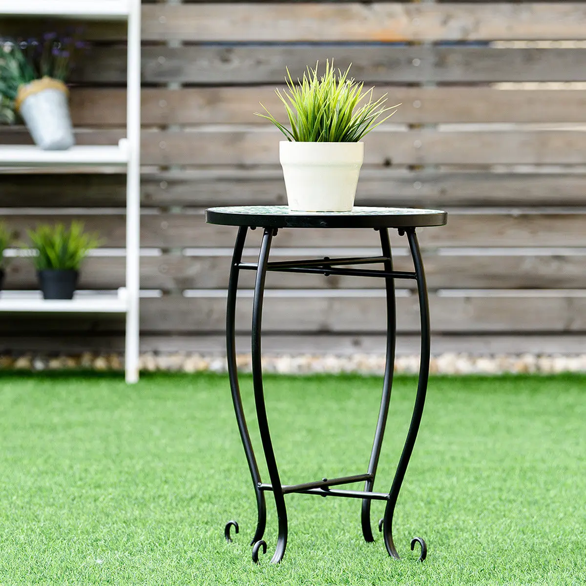 

Costway Outdoor Indoor Accent Table Plant Stand Scheme Garden Steel Green