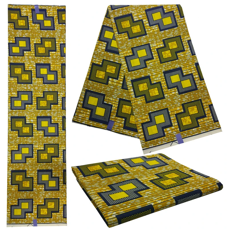 

Gothic Style DIY Wax African Fabrics 6 Yards Geometry Print Yellow Wax Fabric