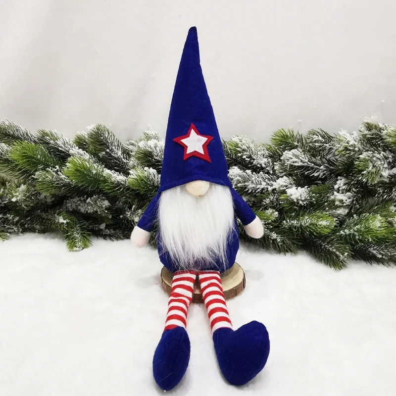 

3 Pcs Pointed Hat Long-legged Dwarf Patriotic Gnome Doll Ornaments Cute Cartoon Elf Veterans Day/Memorial Day/Independence Day