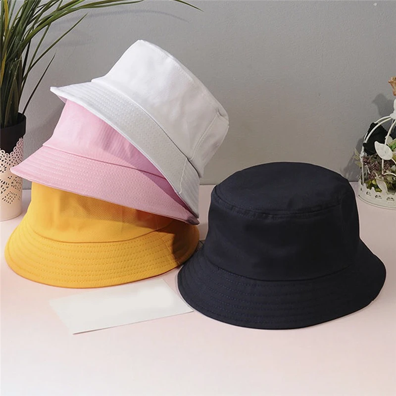 

Unisex Casual Solid Color Double Sided Bucket Hat Men Womens Bob Hip Hop Panama Summer Lady Fisherman Hat Outdoor Sun Caps