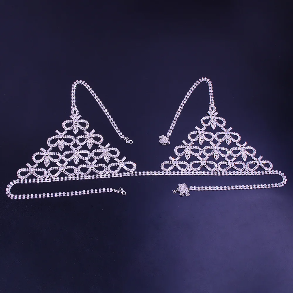 Сексуальная цепочка для тела с кристаллами и бантом трехточечные стринги