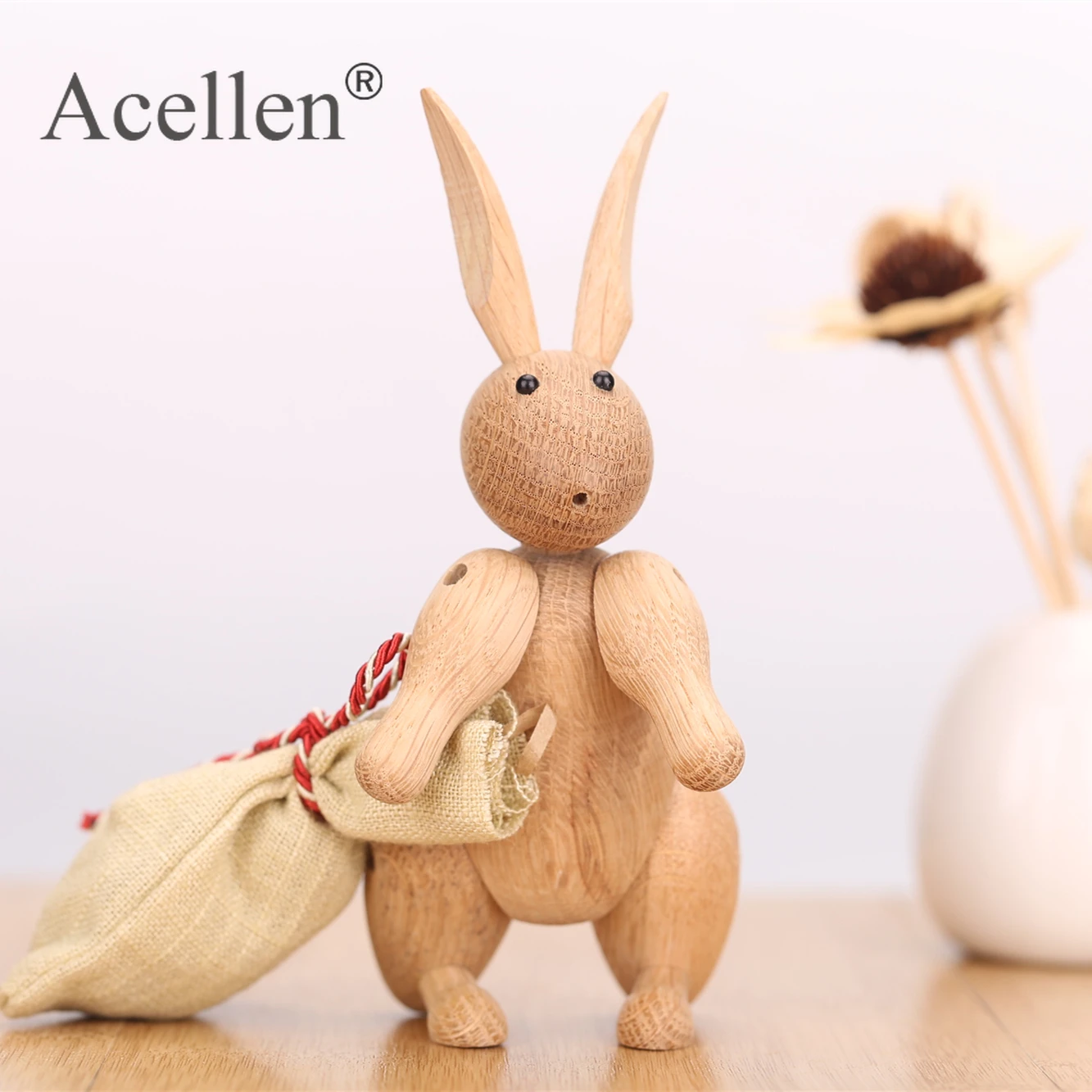 Деревянная Фигурка кролика ручной работы для детской спальни гостиной