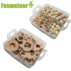 Fosmeteor 2 коробки, лучшее качество, искусственные ювелирные изделия из Букового дерева, геометрические деревянные бусины животных, креативный деревянный Прорезыватель для зубов