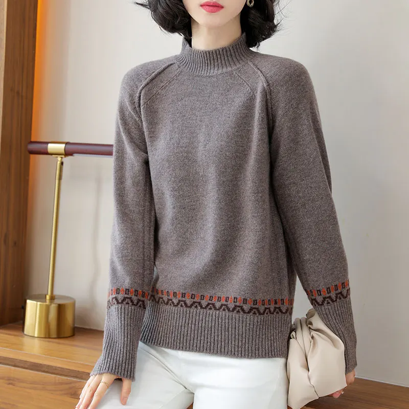 

cashmere turtleneck sweater female 2020 winter pure 100 wool women tops oversize warm jacket red temperament office ladies