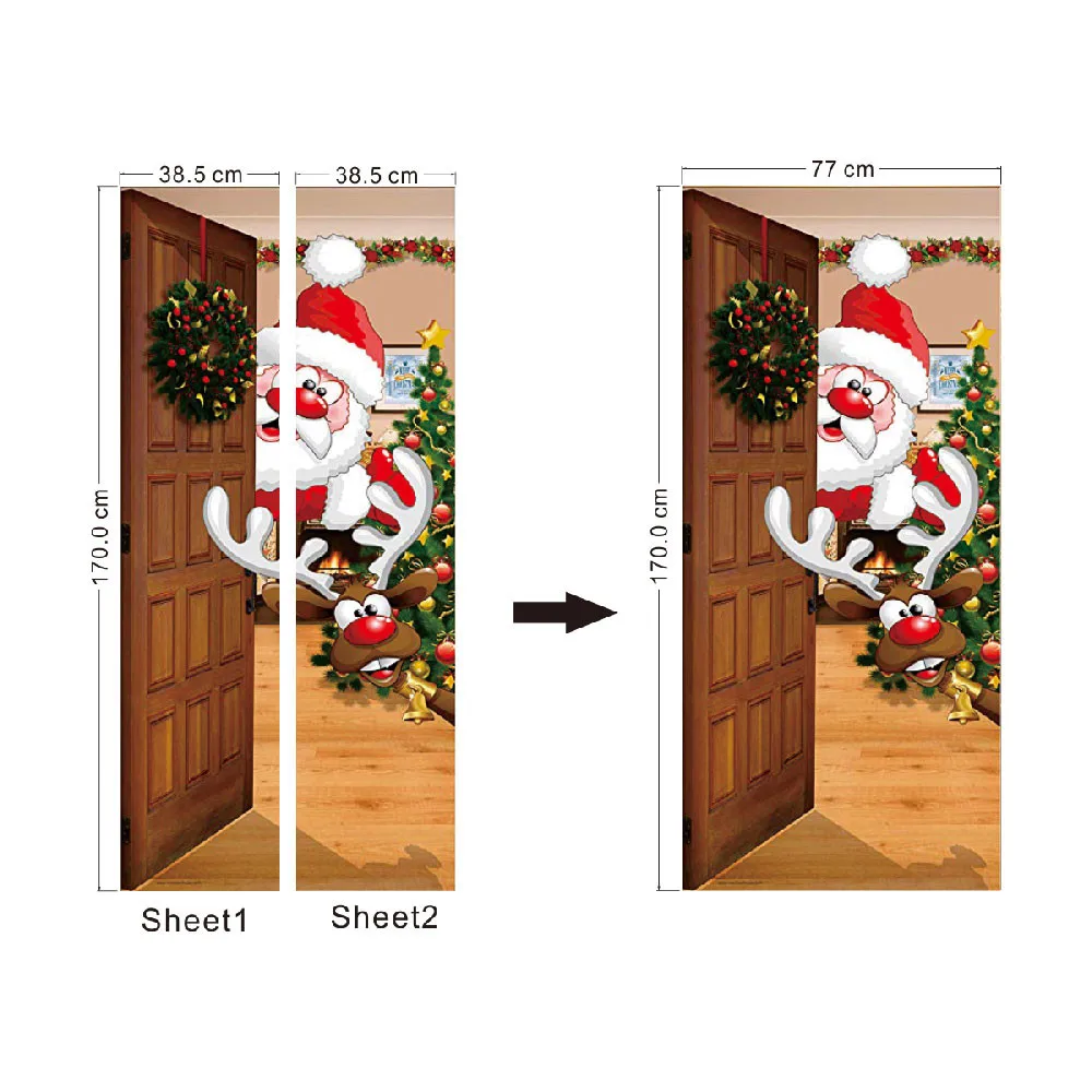 Merry Christmas Санта Клаус Лось Съемная дверь Настенная Наклейка Рождество домашняя наклейка спальня гостиная ТВ настенная живопись B1