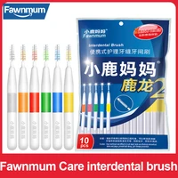 fawnmum 10pcs interdental brush two color bristles cleaning teeth oral care tooth pick dental i shape orthodontic hygiene tool