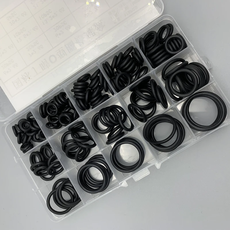 

175pcs/Box Rubber O Ring Thickness 2.65mm Assortment Black O-Ring Seals Set Nitrile Washers High Quality For Car Gasket 15 Sizes