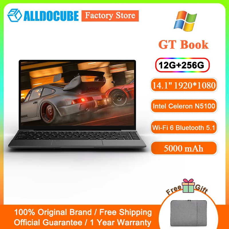 ALLDOCUBE GTBook 14.1 inch Laptops 12GB RAM 256GB ROM 1920*1080 Intel Celeron N5100 5000mAh Wins10 Bluetooth 5.1 WiFi 6 Notebook