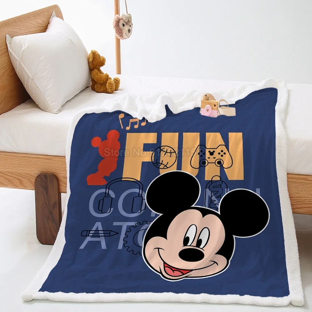 

Cartoon Mickey Blanket Soft Warm Coral Fleece Sheet Bedspread Sofa Throw Light Thin Mechanical Wash Flannel Blankets