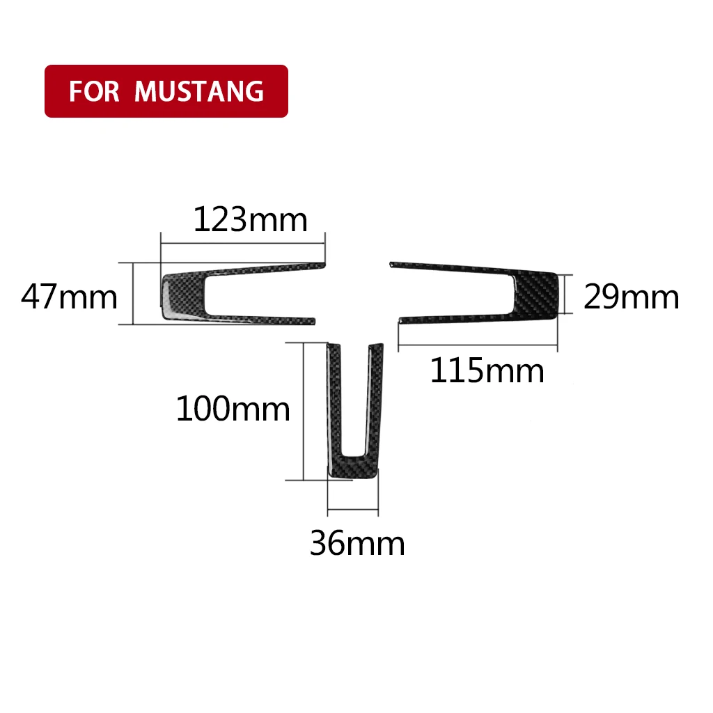 

3pcs Auto Steering Wheel Trim Cover Carbon Fiber For Ford Mustang 2009-2013 Car-Styling Interior Decoration Stickers Accessories