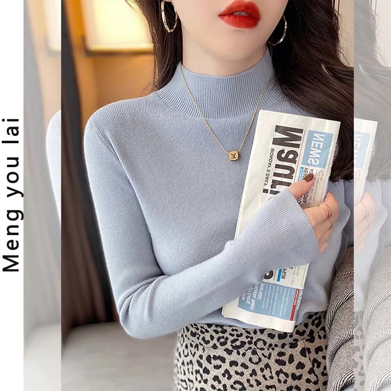Осенне-зимний нежный топ с воротником средней длины в западном стиле | Женская
