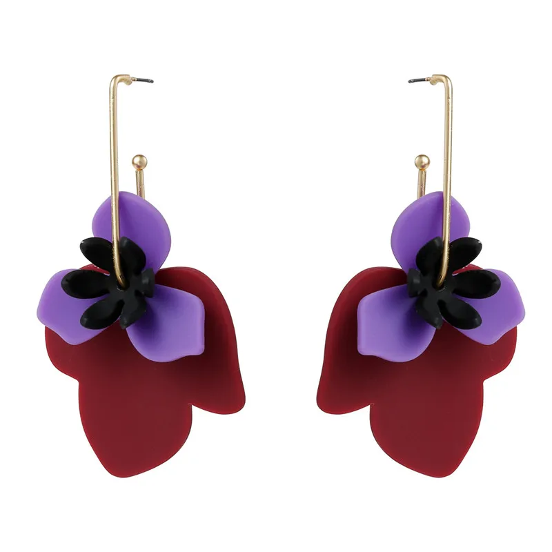 Трендовые женские серьги с листьями и цветами красивые растениями новинка