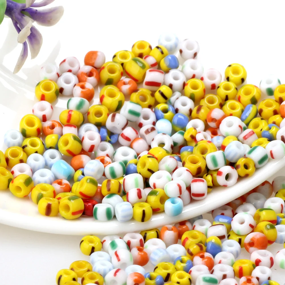 

OlingArt 4MM New Porcelain Flower Color Mixed Glass Seed Beads 230pcs/20G Spacer Necklace Bracelet DIY Jewelry Making