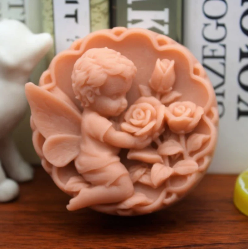 3D милый ангел мальчик держа цветок силиконовая форма для мыла DIY Форма для украшения тортов формы для выпечки тортов ручной работы Арома свечи инструменты для украшения