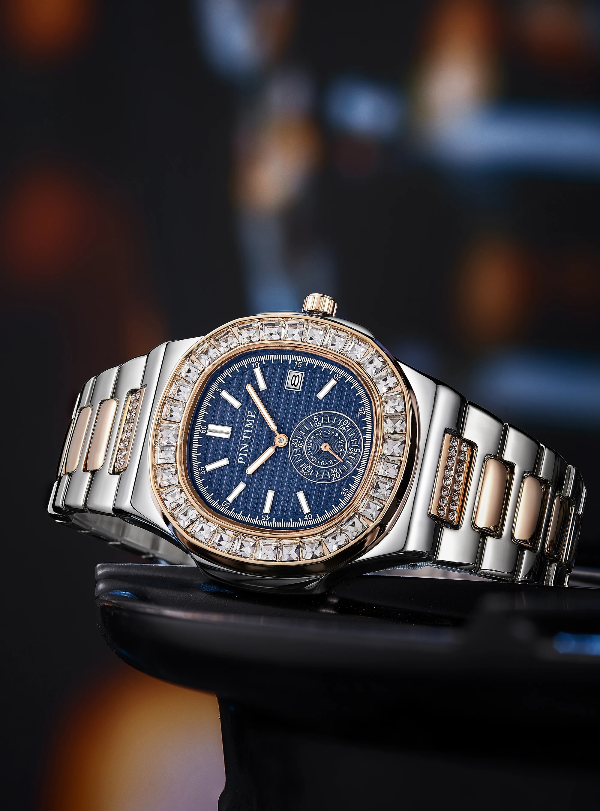 Часы наручные мужские классические модные черные кварцевые с браслетом из