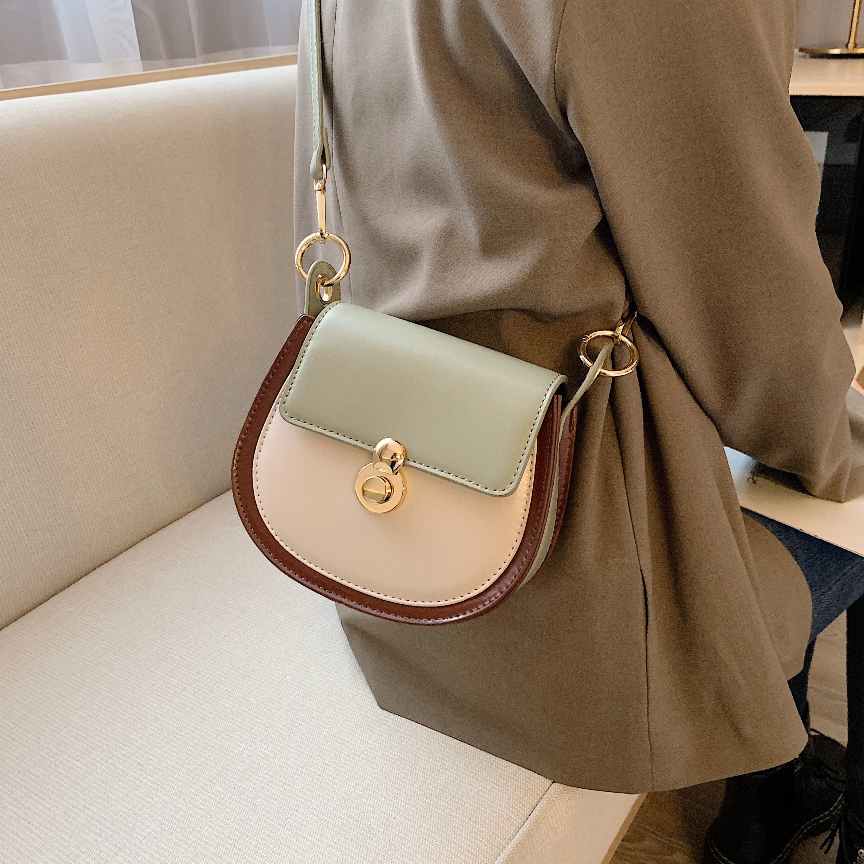 

PU Leather Contrast Color Crossbody Bags For Women 2020 Fashion Small Shoulder Bag Female Handbags And Purses Travel Bags