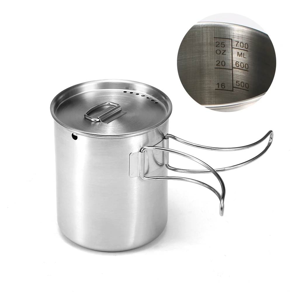 Lixada походный горшок портативная наружная нержавеющая сталь для кемпинга кружка