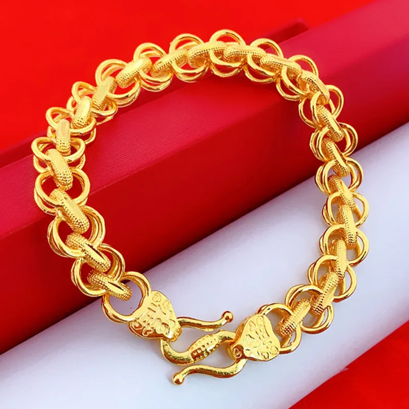 

Heavy Hip Hop Yellow Gold Filled Chunky Chain Bracelet for Men Cool Jewelry 22cm Length 10mm Band Width