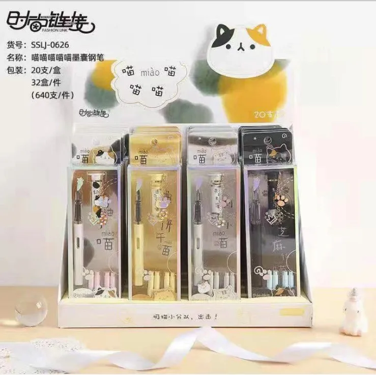 0626 Random 1pcs 1 шт перьевые ручки 2 шт синие чернила перо 0,5 мм Радужная подвеска каллиграфия подписи студенческие ручки школьные офисные письма - Цвет: 0626 Random 1pcs