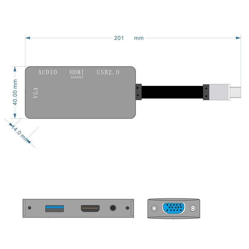 Usb Type C к Hdmi Vga Usb2.0 аудио адаптер 3 5 мм разъем многопортовый концентратор для Macbook