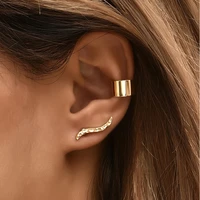 2021 vintage fashion gold color c shape clip earring for women ear cuff girls jewerly gifts wholesale e06