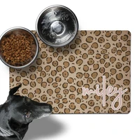 non slip custom name waterproof pu for dogs and cats accessories pet drinking bowls plate pad feeding placemat easy washing cute