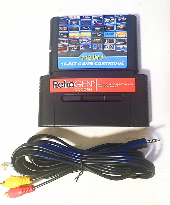 

FOR RetroGEN let you play sega gensis game cartridge on For SNES 16bit game console with 112 in 1games