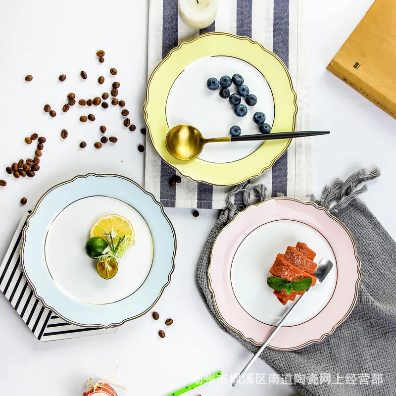 LEKOCH благодарности и отзывы Фарфор золотой край Девушка Ретро Макарон тарелка