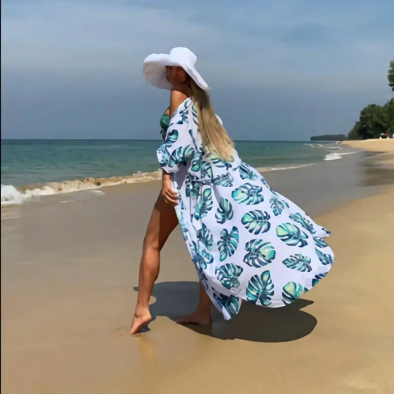 

European And American Bikini Blouses Sunscreen For Summer Seaside Vacation With Cotton Printing