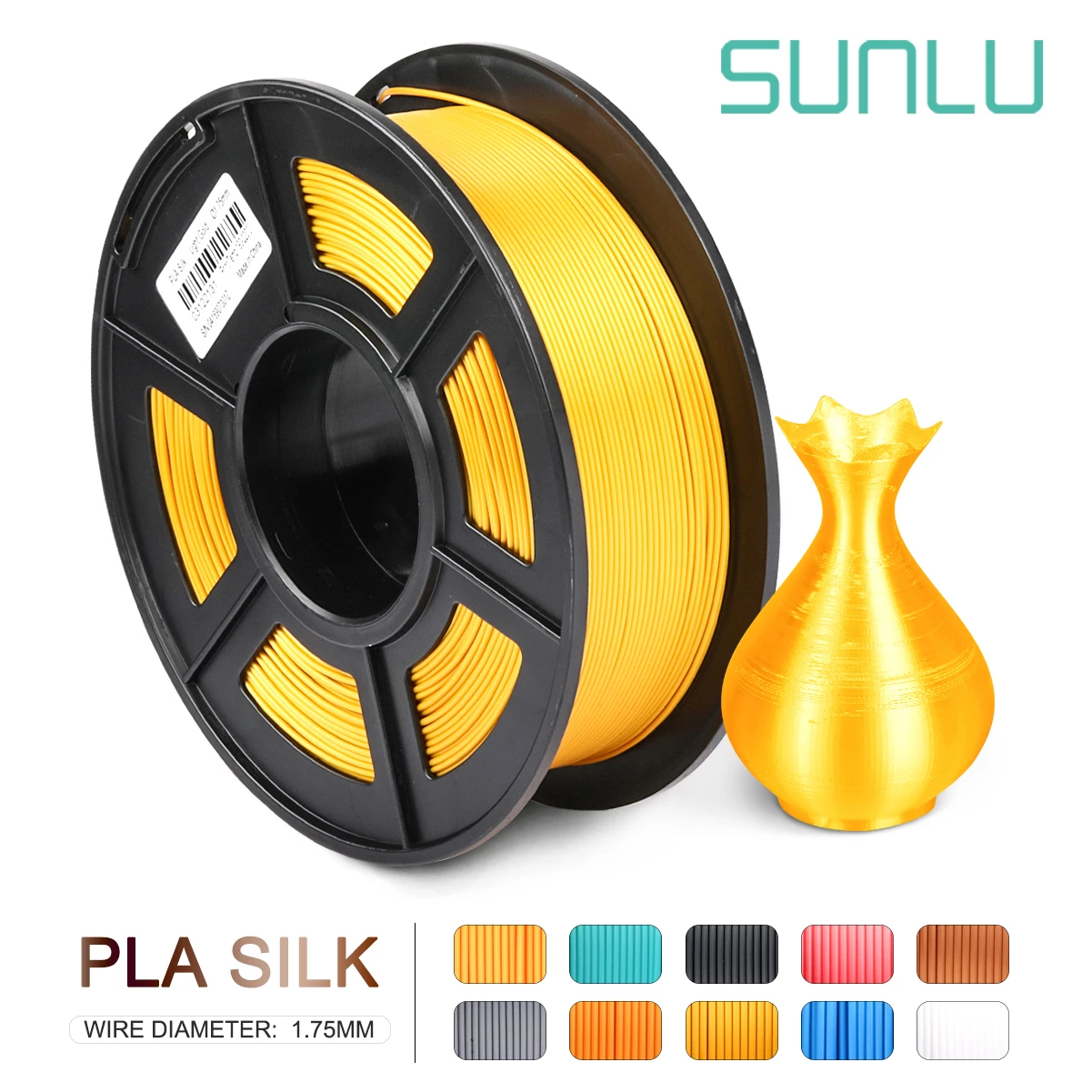 HW-SILK-LG-1KG SUNLU 1,75 мм шелковая нить Pla 1 кг 1,75 мм шелковая 3d нить для 3d принтера полноцветная шелковая нить для рукоделия Художественная печать - Цвет: HW-SILK-LG-1KG