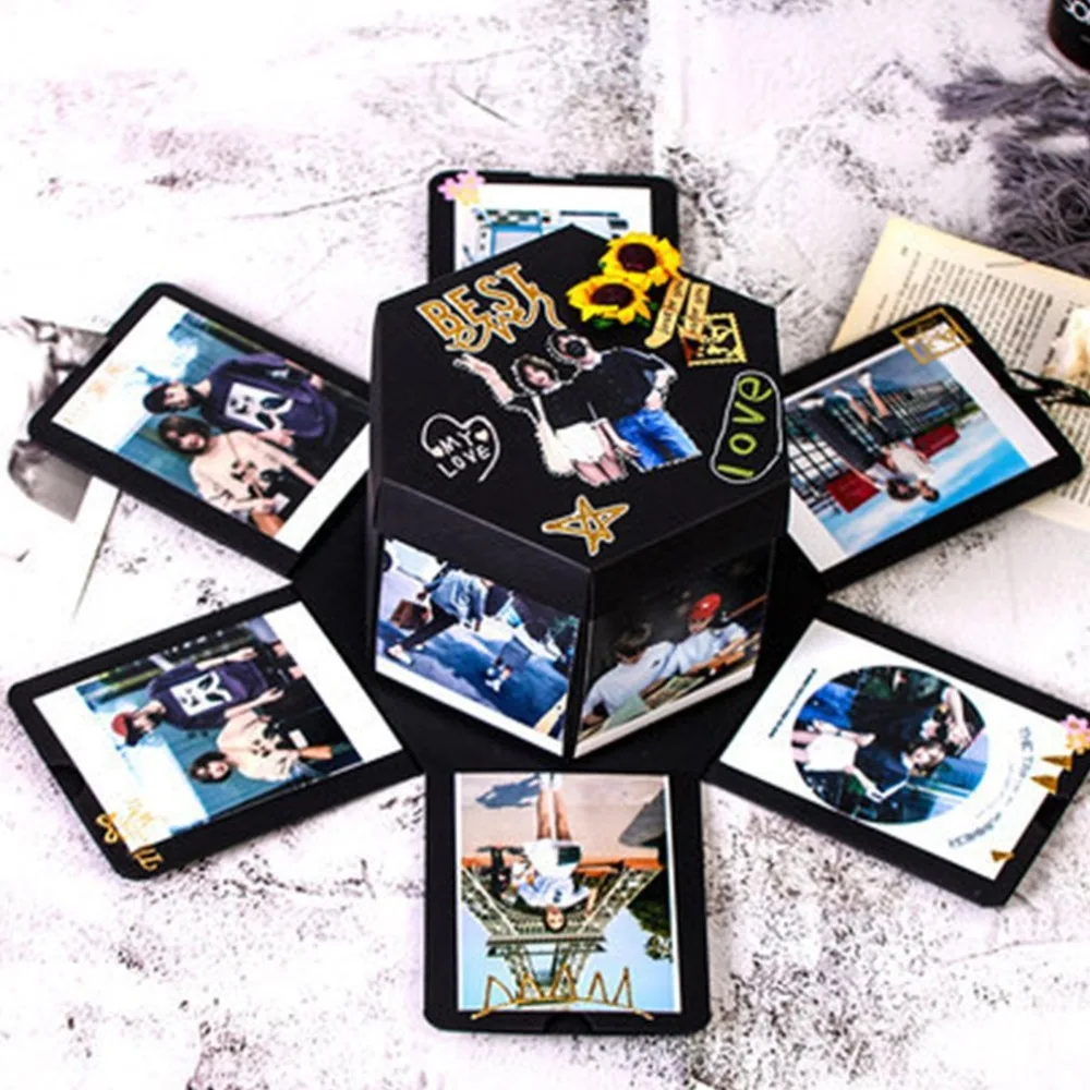 Креативный фотоальбом ручной работы шестигранный взрыв Подарочная коробка для