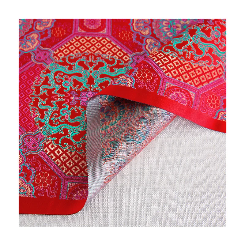 

Nylon Brocade Jacquard Fabric Red Sewing Cheongsam Cushion DIY Handmade satin Material