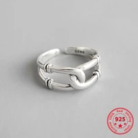 korean pure s925 sterling silver fine rings retro interlaced circle simple fashion opening adjustable rings women jewelry