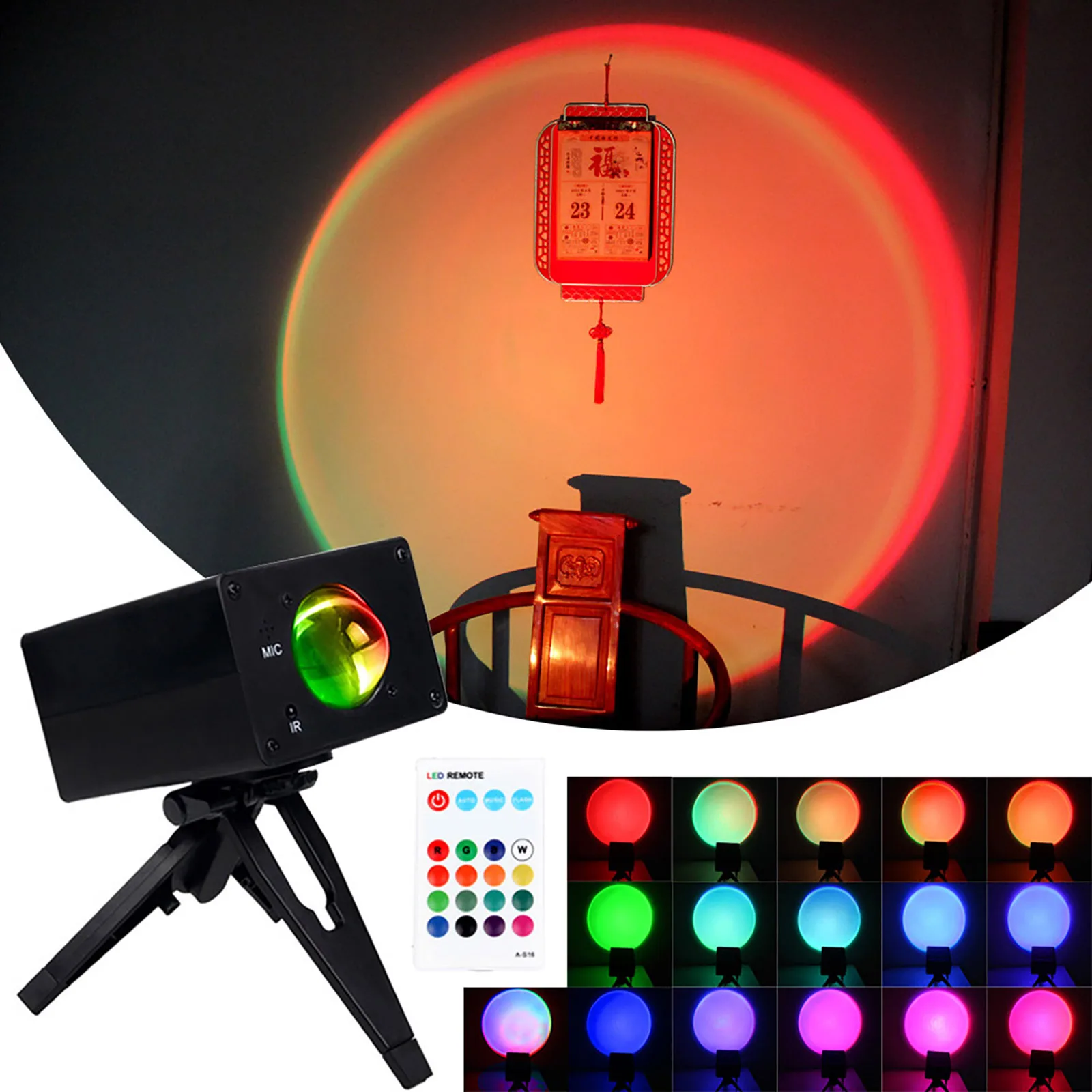 

Sunset Night Light Projector Living Room Projection Atmosphere Lights for Home Decoration with Remote Control