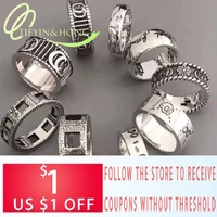 2021 trend luxury brand jewelry daisy ceramic skeleton men and women unisex silver large rings set mens rings for couples