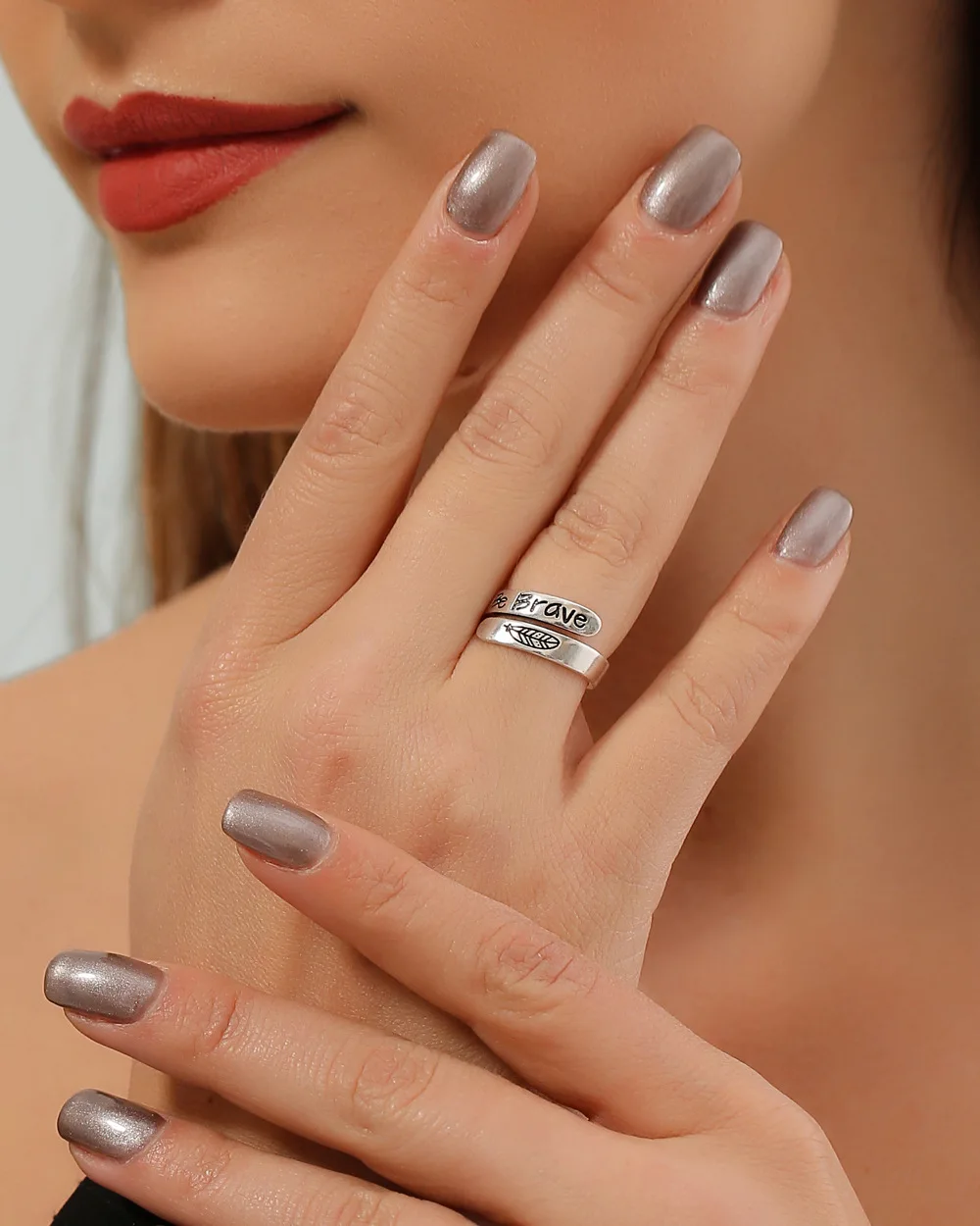 

Retro Open Arrow Feather Ring, Personality Fashion Simple Ins Steel Color Ring Bracelet Wholesale Women