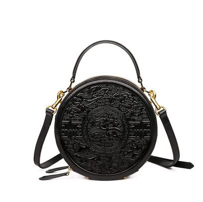 SUWERER Women Genuine Leather bag fashion cowhide Embossed bag luxury handbags women bags designer famous brand women bags - Цвет: Black