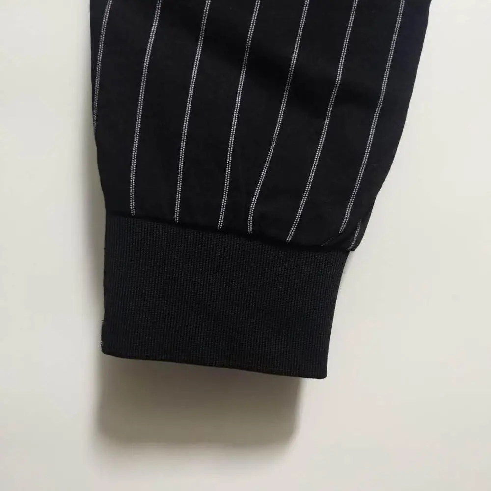 Мужские брюки в полоску черные белые летние тонкие повседневные до щиколотки