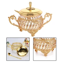 alloy sugar bowl with lid and spoon glass canister jar for kitchen storage