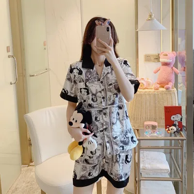 Disney и Микки Маусом пижамные костюмы для женская летняя обувь на тонком с коротким